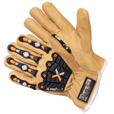 XPRO® Water/oil resistance goatskin leather gloves with Impact and cut protection